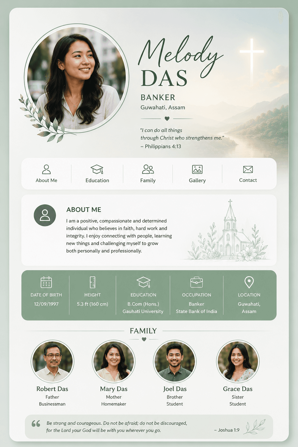 Sample marriage biodata in a cream and pastel template